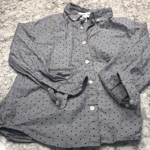 Grey polka dot button up